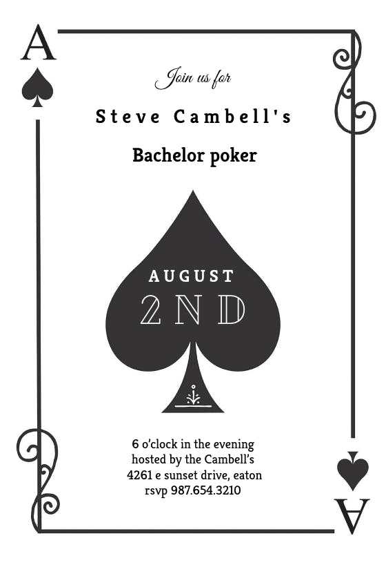 Ace Of Spades Bachelor Party Invitation Template (Free) Greetings